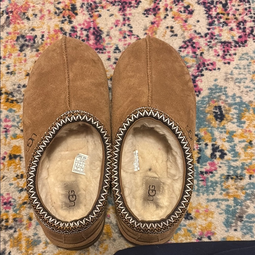 UGG Tan Suede Slippers with Plush Lining